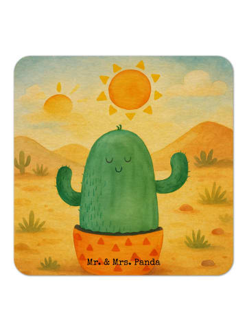 Mr. & Mrs. Panda Bierdeckel Kaktus Sonne Design ohne Spruch in Weiß