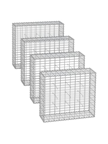 SONGMICS 4er-Set: Gabione in Silbern - (B)100 x (H)90 x (T)30 cm