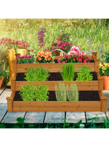 relaxdays Hochbeet in Natur - (B)122 x (H)46 x (T)122 cm