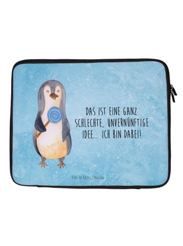 Mr. & Mrs. Panda Laptop Tasche Pinguin Lolli mit Spruch in Eisblau