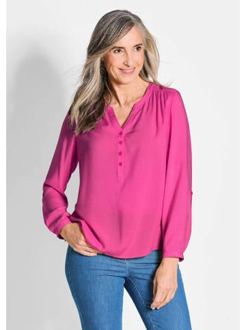 GOLDNER Elegante Viskosebluse mit V-Ausschnitt in pink