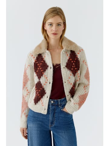 Oui Strickjacke in lt stone red
