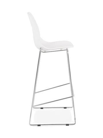 KADIMA DESIGN Barhocker mit Sitz 75 cm aus Metall Kunststoff, Zeitgenössisch in Weiß-Silber