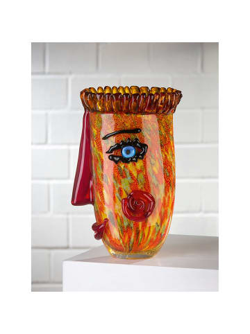 GILDE Vase "Punki" in Orange/ Rot - H. 30 cm - B. 21 cm