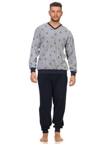 NORMANN Frottee Pyjama lang Bündchen - 56370 in grau