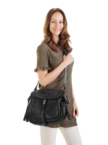 Samantha Look Umhängetasche echt Leder in schwarz