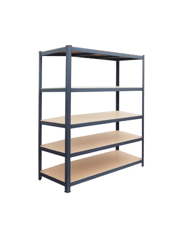 relaxdays Schwerlastregal "5 Ebenen" in Anthrazit - (B)120 x (H)200 x (T)60 cm