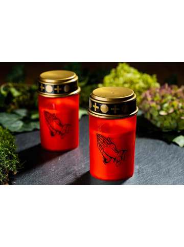 Novaliv Grablichter rot 2x Dauerbrenner Grablicht LED Kerzen flackernde Flamme in Rot