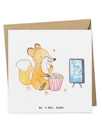 Mr. & Mrs. Panda Grußkarte Fuchs Filme gucken ohne Spruch in Weiß