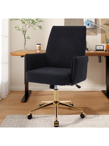 ABRIHOME Bürodrehstuhl in Schwarz höhenverstellbar mit mittelhoher Rückenlehne ergonomisch