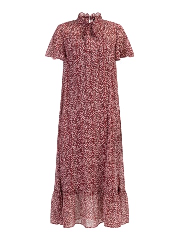 faina Damen Midikleid Aus Chiffon in Rot Weiss