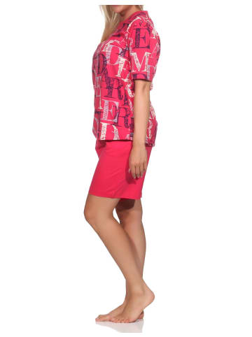 NORMANN Kurzarm Schlafanzug Pyjama Shorty - 85303 in pink