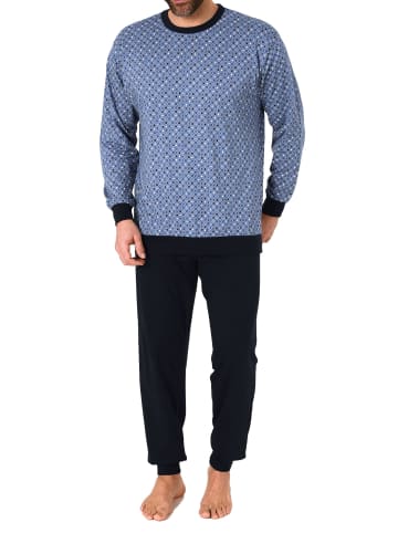 NORMANN Schlafanzug langarm Bündchen - 66068 in blau