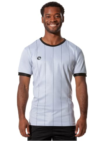 Stark Soul® Kurzarm Sportshirt Pinstripes in hellgrau-schwarz