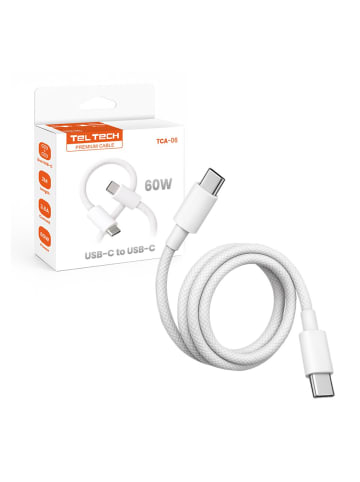 Wisam Teltech Pd Kabel USB-C - USB-C 3A 60W 2m weiß geflochten TCA-06