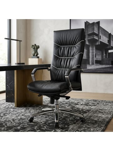 KADIMA DESIGN Bürostuhl Echt-Leder schwarz Schreibtischstuhl