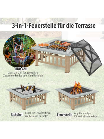 COSTWAY 3 in 1 Feuerschale in Grau