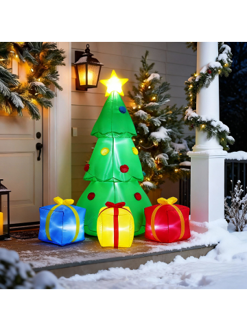 TDubhe Aufblasbarer Weihnachtsbaum und Geschenke in Bunt 210x160x135 cm