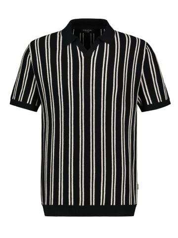 Sublevel Klassisches Kurzarm Poloshirt Rippbündchen in Schwarz