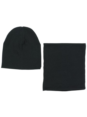 TupTam Unisex Kinder Beanie Mütze Schlauchschal Set in schwarz