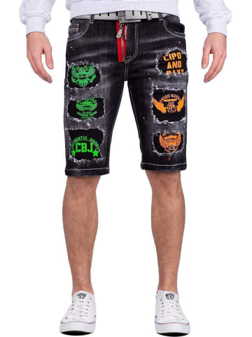Cipo & Baxx Herren Regular Fit Shorts Stonewashed in Black