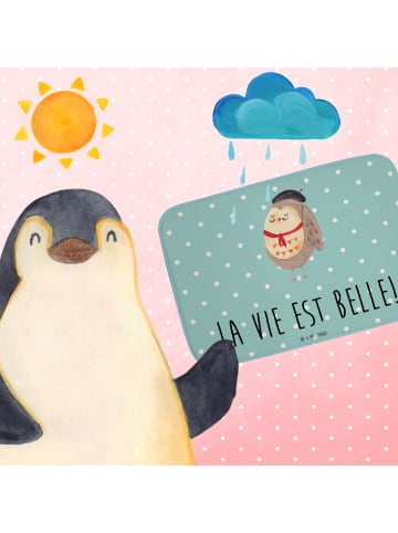 Mr. & Mrs. Panda Badvorleger Eule Frankreich mit Spruch in Türkis Pastell