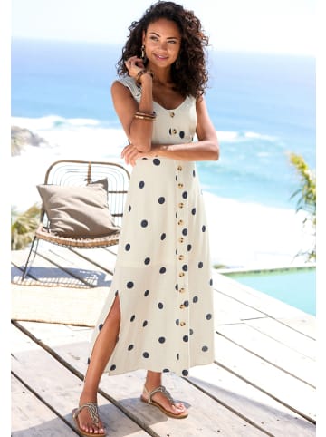 LASCANA Maxikleid in beige-schwarz gepunktet