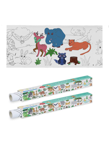 relaxdays 2 x Ausmaltischdecke "Tiere" in Weiß – 3 m