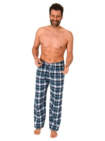 NORMANN Flanell Schlafanzug Pyjama Hose Karo - 76584 in türkis
