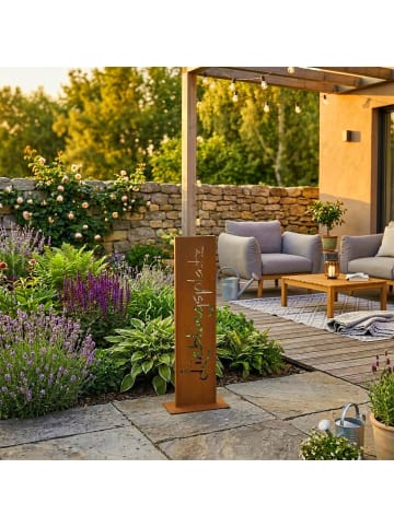 relaxdays Gartendeko "Lieblingsplatz" in Braun - (B)20 x (H)71 x (T)15 cm