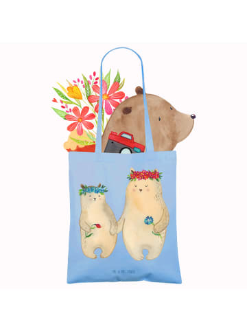 Mr. & Mrs. Panda Stofftasche Bären mit Blumenkranz ohne Spruch in Sky Blue