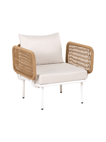 Beliani Sessel BAUCINA in Beige/Weiß/Braun - (W) 77 x (H) 75 x (L) 68 cm