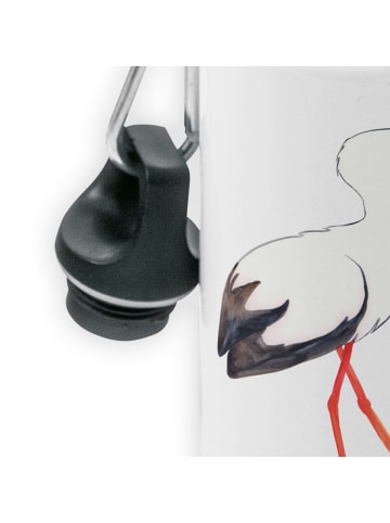 Mr. & Mrs. Panda Trinkflasche Storch ohne Spruch in Weiß