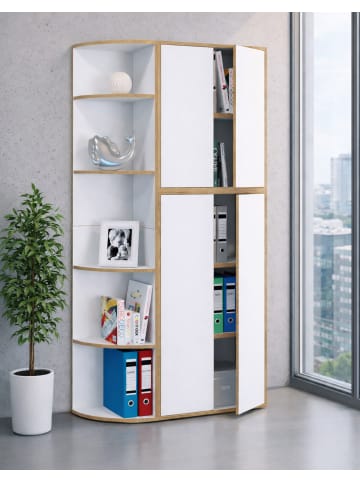 VCM  Elegantes Holzregal Eckregal Regal Salia 5fach in Weiß