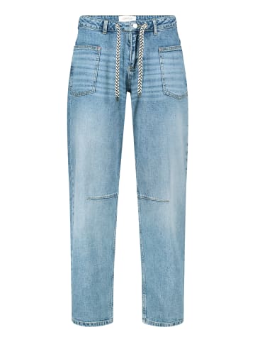 CARTOON Used Look-Jeans mit Bindegürtel in Blau