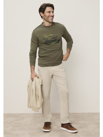 Rundhalsshirt in Oliv