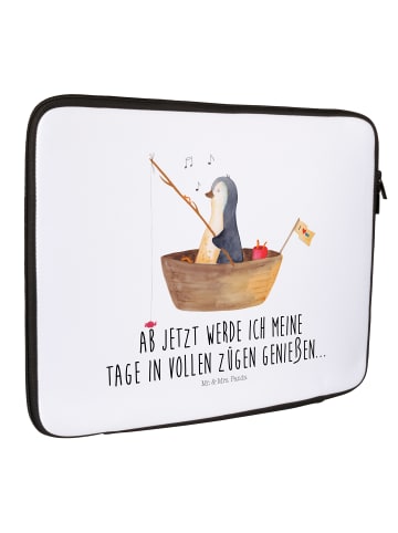 Mr. & Mrs. Panda Notebook Tasche Pinguin Angelboot mit Spruch in Weiß