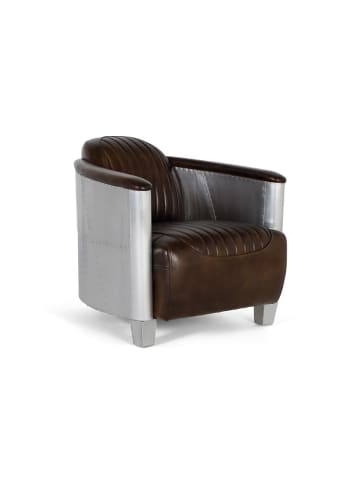 Giner y Colomer Sessel mit braunem Lederbezug und gealtertem Finish in Brown