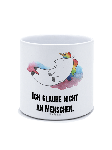 Mr. & Mrs. Panda Blumentopf Einhorn Wolke 7 mit Spruch in Weiß
