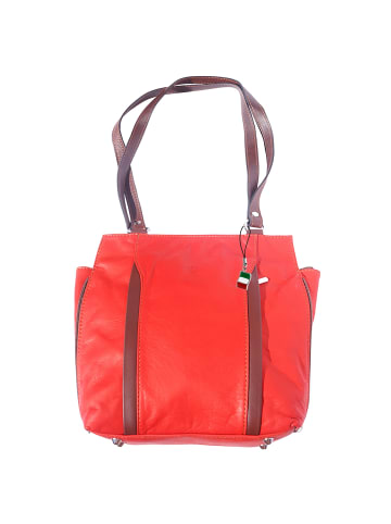 Florence Florence Schultertasche, Cityrucksack Leder rot, braun ca. 29cm breit