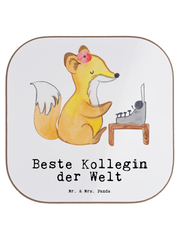 Mr. & Mrs. Panda Bierdeckel Fuchs Beste Kollegin der Welt mit Sp... in Weiß