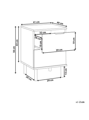 Beliani Nachttisch WALPOLE in Grün/Gold - (W) 41 x (H) 56 x (L) 40 cm