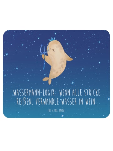 Mr. & Mrs. Panda Mauspad Wassermann Logik mit Spruch in Sternenhimmel Blau