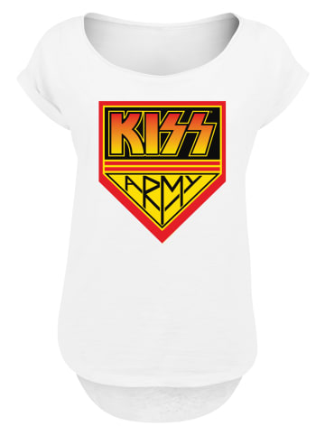 F4NT4STIC Long Cut T-Shirt Kiss Rock Band Army Logo in weiß