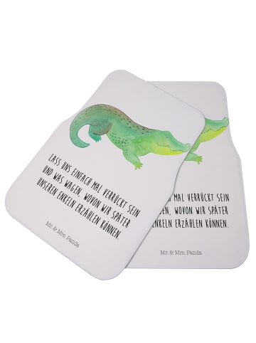 Mr. & Mrs. Panda Auto-Fußmatte Krokodil mit Spruch in Weiß