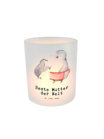 Mr. & Mrs. Panda Glas Teelichthalter Pinguin Beste Mutter der We... in Transparent
