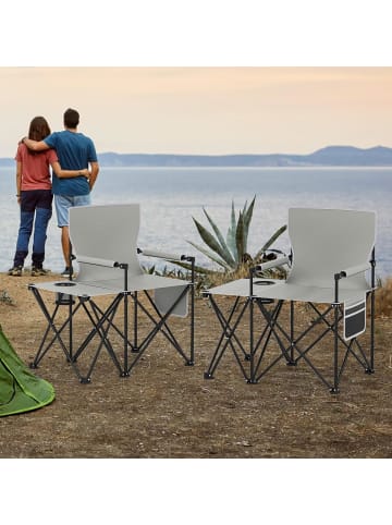 COSTWAY Campingstuhl faltbar 2er Set in Grau