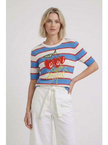 Oui Pullover in lt blue red
