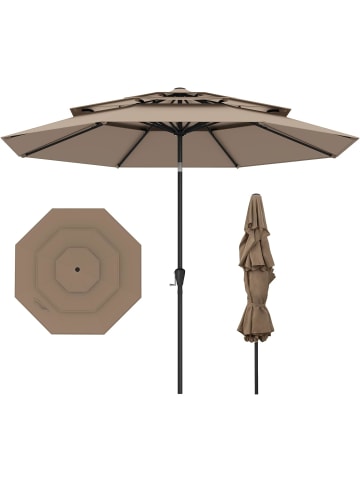 COSTWAY 3-stöckig Sonnenschirm 300 cm in Braun