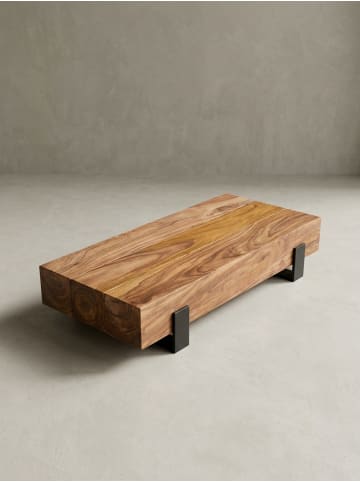 KADIMA DESIGN Couchtisch 115x22x44cm Massivholz / Metall Sofatisch, Design